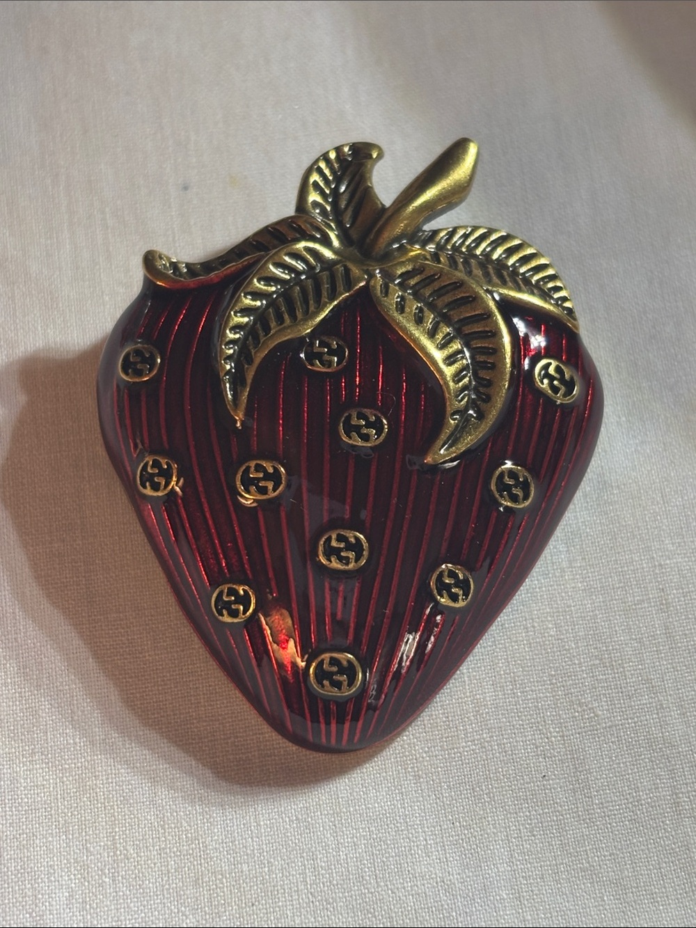 Fashion Jewelry Red and Gold Strawberry Brooch